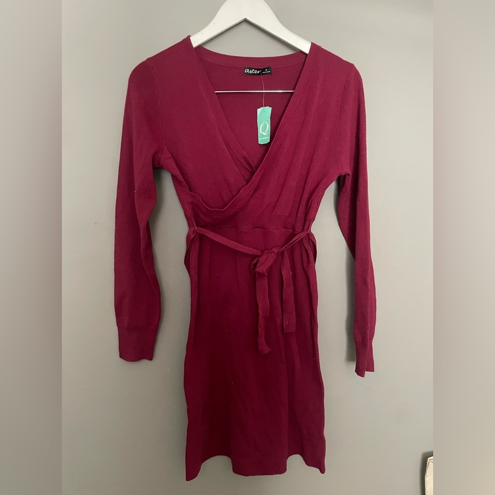Women's Burgundy Wrap Dress